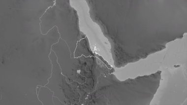 Eritre haritası - yakınlaştır. Sınır. Gri Tonlama.