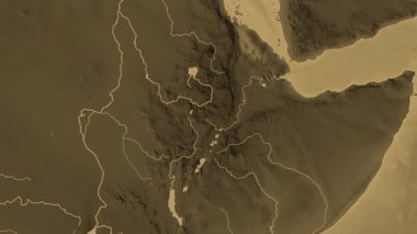 Etiyopya haritası - sür. Sınır. Sepya.