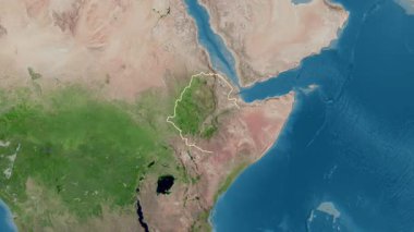 Etiyopya haritası - süzül. Sınır. Uydu.