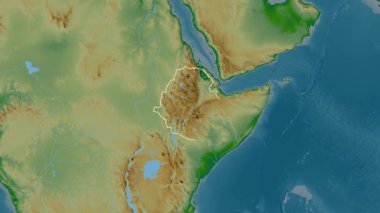 Etiyopya haritası - süzül. Sınır. Fiziksel.