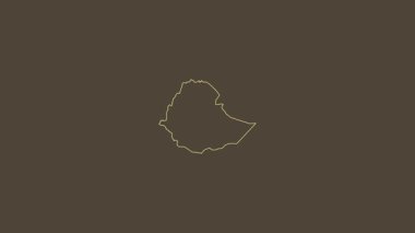 Etiyopya haritası - sağlam. Sınır. Sepia. Etiketler