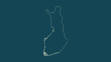 Finlandiya haritası - çizgi film. Sınır. Uydu.