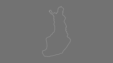 Aland haritalı Finlandiya - çizgi film. Sınır. Gri Tonlama.