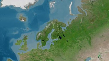 Finlandiya 'da Aland haritası var. Sınır. Uydu.