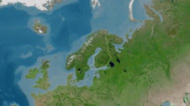 Aland haritalı Finlandiya - süzül. Sınır. Uydu.