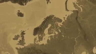 Aland haritalı Finlandiya - süzül. Sınır. Sepya.