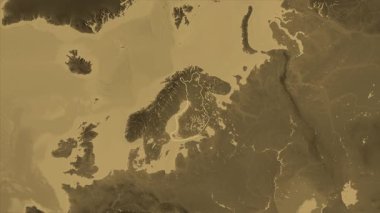 Aland haritalı Finlandiya - yakınlaştır. Sınır. Sepya.