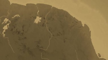 Fransız Guyanası haritası - sür. Sınır. Sepya.