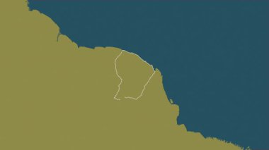 Fransız Guyanası haritası. Sınır. Desen.