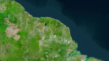 Fransız Guyanası haritası - süzül. Sınır. Uydu.