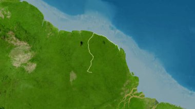 Fransız Guyanası haritası - süzül. Sınır. Uydu.