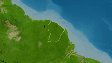 Fransız Guyanası haritası - yakınlaştır. Sınır. Uydu.