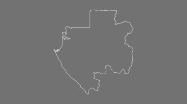 Gabon haritası - çizgi film. Sınır. Gri Tonlama.
