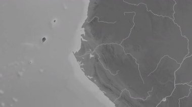 Gabon haritası - sür. Sınır. Gri Tonlama.