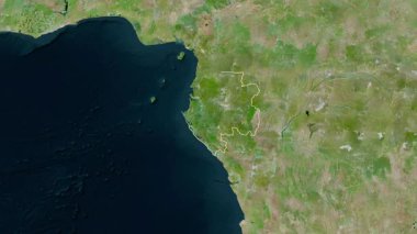 Gabon haritası - süzül. Sınır. Uydu.