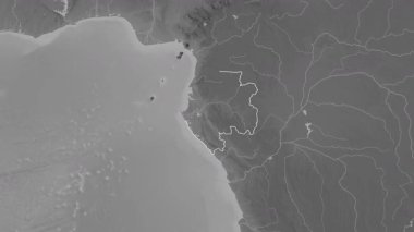 Gabon haritası - süzül. Sınır. Gri Tonlama.