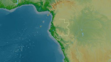 Gabon haritası - süzül. Sınır. Fiziksel.