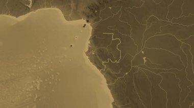 Gabon haritası - süzül. Sınır. Sepya.