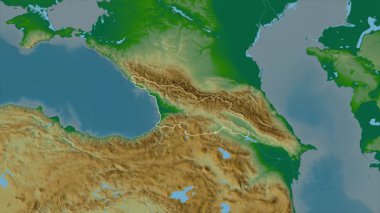 Georgia haritası - özüt. Sınır. Fiziksel olarak. Etiketler