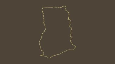 Gana haritası - çizgi film. Sınır. Sepya.