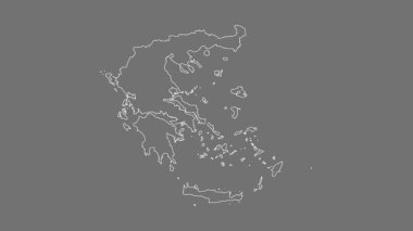 Yunanistan haritası - çizgi film. Sınır. Gri Tonlama.