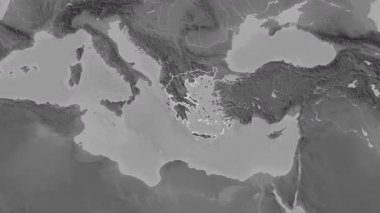 Yunanistan haritası - süzül. Sınır. Gri Tonlama.