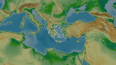 Yunanistan haritası - yakınlaştır. Sınır. Fiziksel.