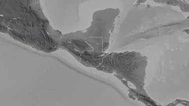 Guatemala haritası. Sınır. Gri Tonlama.