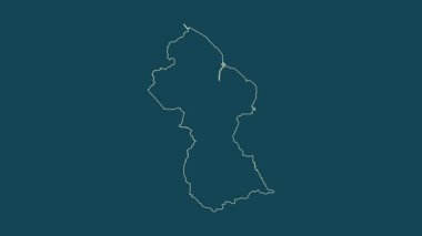 Guyana haritası - çizgi film. Sınır. Uydu.