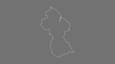 Guyana haritası - çizgi film. Sınır. Gri Tonlama.