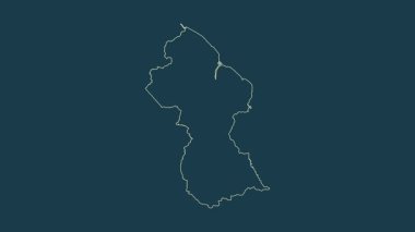 Guyana haritası - çizgi film. Sınır. Fiziksel.