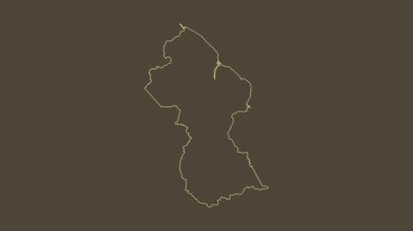 Guyana haritası - çizgi film. Sınır. Sepya.