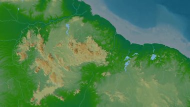 Guyana haritası - sür. Sınır. Fiziksel.