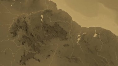 Guyana haritası - sür. Sınır. Sepya.