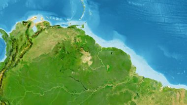 Guyana haritası - özüt. Sınır. Uydu.