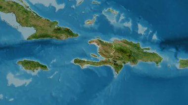 Haiti haritası - özüt. Sınır. Uydu. Etiketler