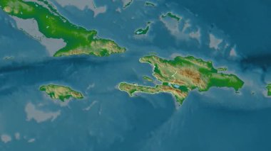 Haiti haritası - süzül. Sınır. Fiziksel.