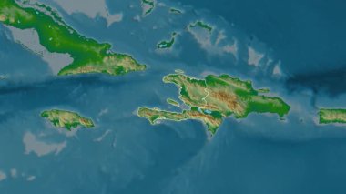 Haiti haritası - yakınlaştır. Sınır. Fiziksel.