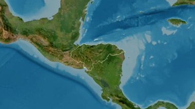 Honduras haritası - özet. Sınır. Uydu. Etiketler