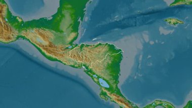 Honduras haritası - özet. Sınır. Fiziksel olarak. Etiketler