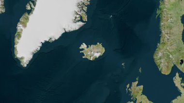 İzlanda haritası - özet. Sınır. Uydu.