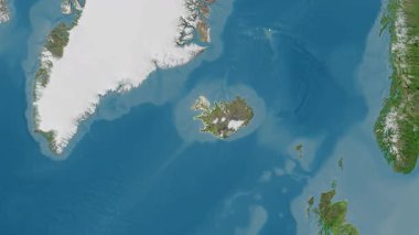 İzlanda haritası - süzül. Sınır. Uydu.