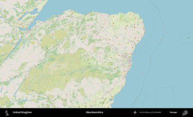 Aberdeenshire 'da. Bir OpenStreetMap Alman stil haritası üzerinde Birleşik Krallık 'ın idari alanı