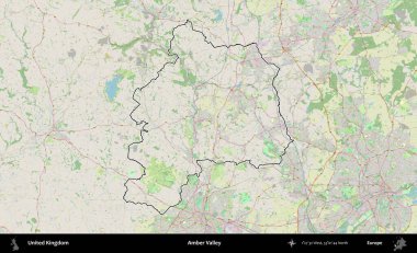 Amber Vadisi Bir OpenStreetMap Alman stil haritasında Birleşik Krallık 'ın özetlenmiş idari alanı