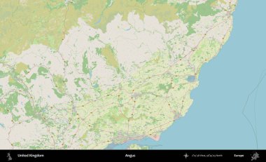 Angus. Bir OpenStreetMap Alman stil haritası üzerinde Birleşik Krallık 'ın idari alanı
