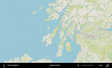 Argyll ve Bute. Bir OpenStreetMap Alman stil haritası üzerinde Birleşik Krallık 'ın idari alanı
