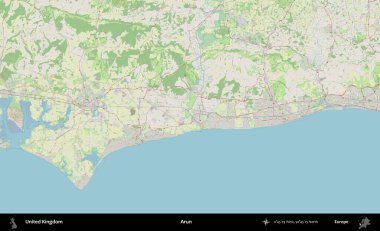 Arun. Bir OpenStreetMap Alman stil haritası üzerinde Birleşik Krallık 'ın idari alanı