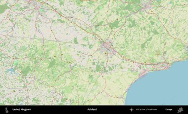 Ashford. Bir OpenStreetMap Alman stil haritası üzerinde Birleşik Krallık 'ın idari alanı