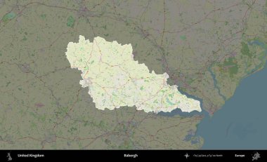 Babergh. Birleşik Krallık 'ın idari alanı karartılmış bir OpenStreetMap tarzı Alman haritasına vurgulanmış ve özetlenmiştir