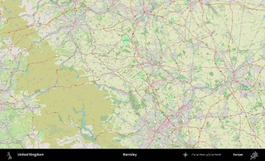 Barnsley. Bir OpenStreetMap Alman stil haritası üzerinde Birleşik Krallık 'ın idari alanı